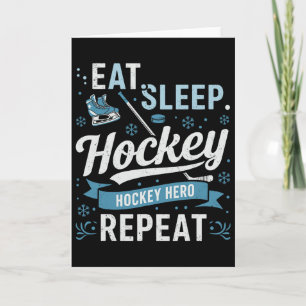 Ät Sova Hockey Upprepa Hockey Hjälte För Hockey Fa Kort