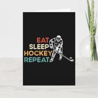 Ät Sova Hockey Upprepa Ishockeyälskare Ungdom Pla Kort