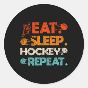Ät Sova Hockey Upprepa Ishockeyrink Sticka Mål Runt Klistermärke