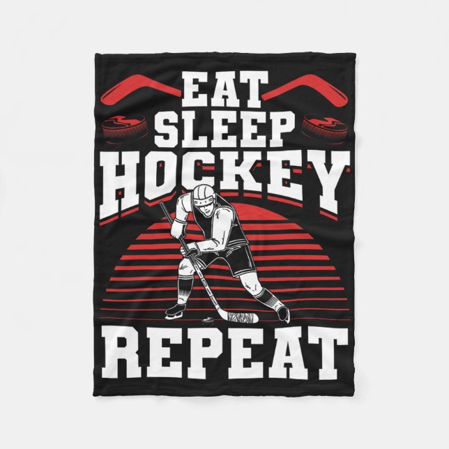 Ät Sova Hockey Upprepa Ishockeyspelare Present Rol Fleecefilt (Framsidan)