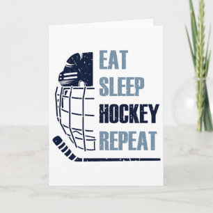 Ät Sova Hockey Upprepa Rolig Mask Klistra Ishockey Kort