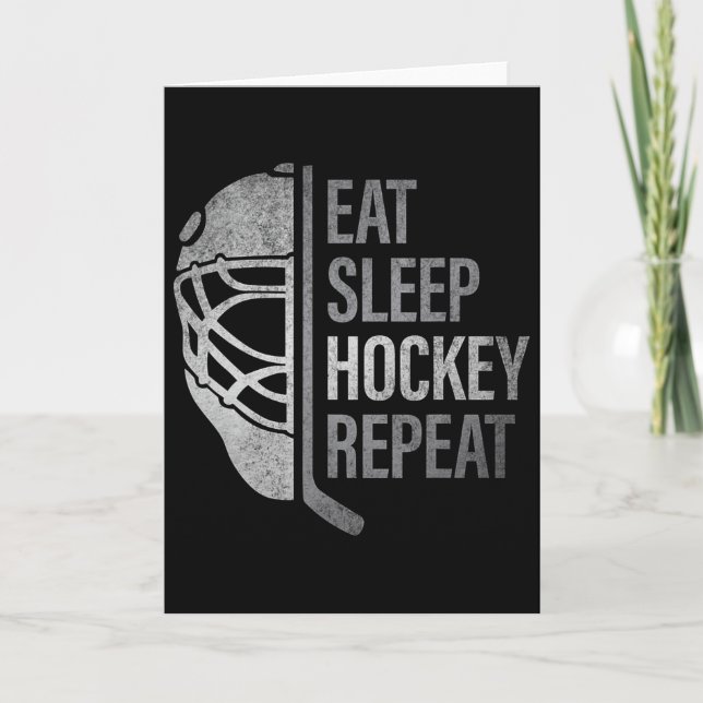 Ät Sova Hockey Upprepa Roliga Ishockeyspelare L Kort (Framsida)