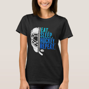 Ät Sova Hockey Upprepa Roliga Pojkar Hockey Spelar T Shirt