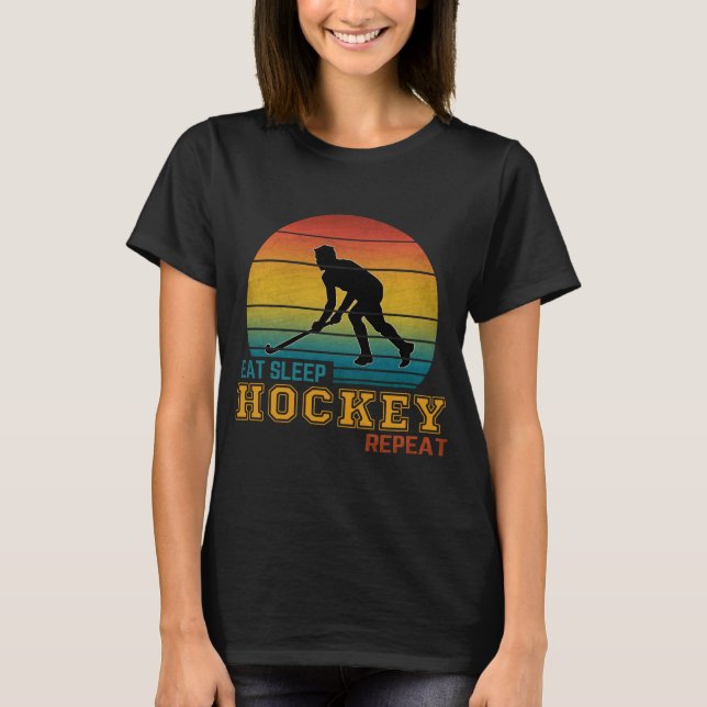 Ät Sova Hockey Upprepa  T Shirt (Framsida)