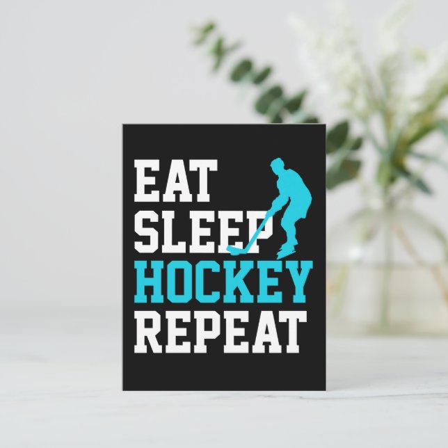 Ät Sova Hockey Upprepa        Vykort (Stående Fram)