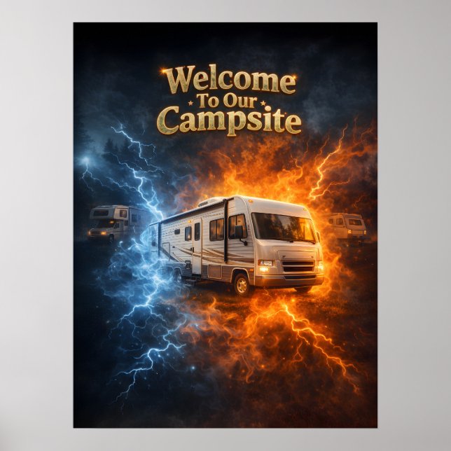 Ät Sova Husbil Flamma Poster (Framsidan)
