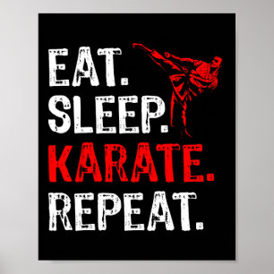Ät Sova Karate Upprepa Karate Spelare Rolig Poster