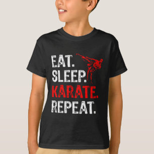 Ät Sova Karate Upprepa Karate Spelare Rolig T Shirt