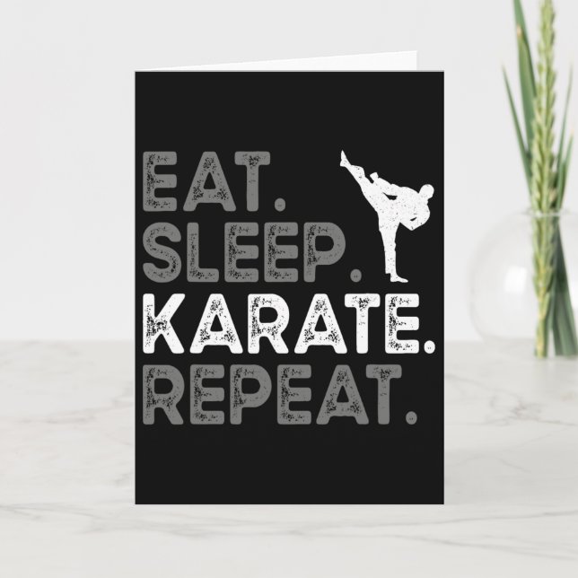 Ät Sova Karate Upprepa Rolig Karate Design För Kvi Kort (Framsida)