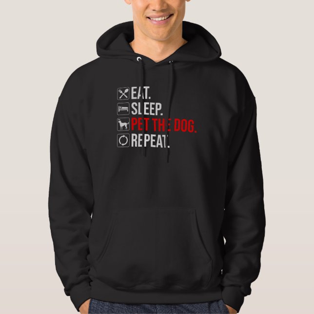 Ät. Sova. Kela Hunden. Upprepa Hoodie (Framsida)
