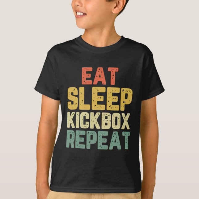 Ät Sova Kickbox Upprepa Kickboxning Kick Boxning V T Shirt (Framsida)