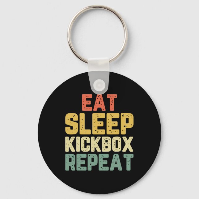 Ät Sova Kicksboxning Upprepa Kickboxning Kick Boxi Nyckelring (Framsida)