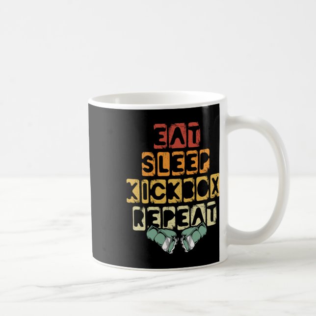 Ät Sova Kicksboxning Upprepa Mma Kicksboxning Kick Kaffemugg (Höger)