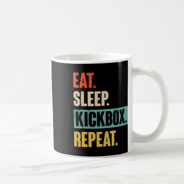 Ät Sova Kicksboxning Upprepa Retro Kickboxning Box Kaffemugg (Höger)