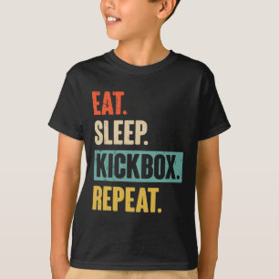 Ät Sova Kicksboxning Upprepa Retro Kickboxning Box T Shirt