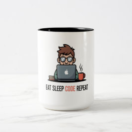 Ät Sova Kod Upprepa Rolig Kaffemugge för Programme Två-Tonad Mugg