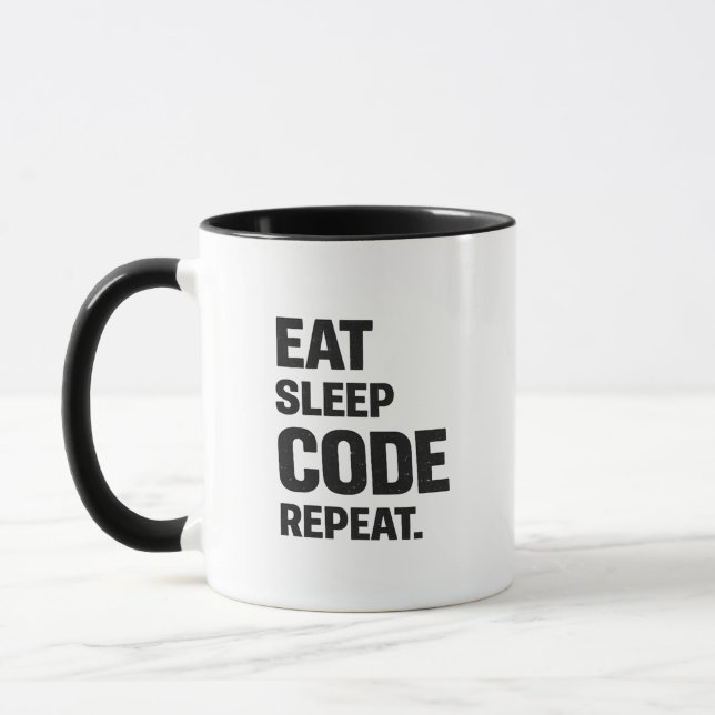 Ät Sova Kod Upprepa – Rolig Programmerare Humor Mugg (Vänster)