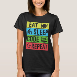 Ät Sova Kod Upprepa Rolig Programmering Tillbaka T Shirt