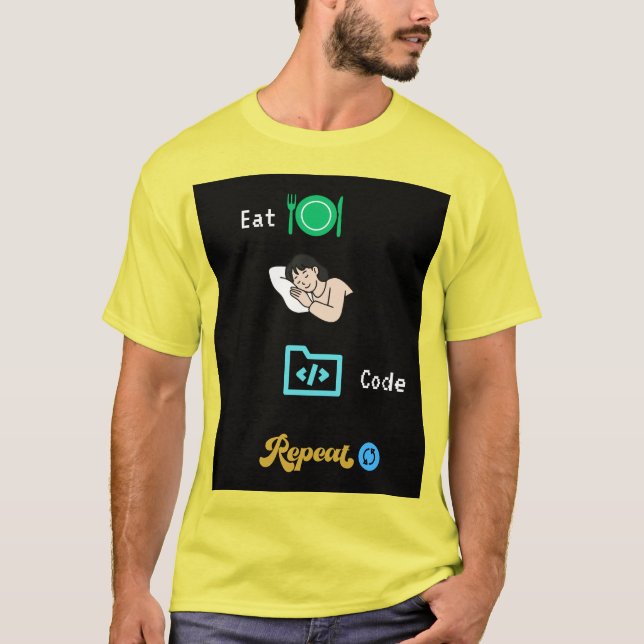 Ät Sova Kod Upprepa T-Shirt - Rolig Programmerare  (Framsida)