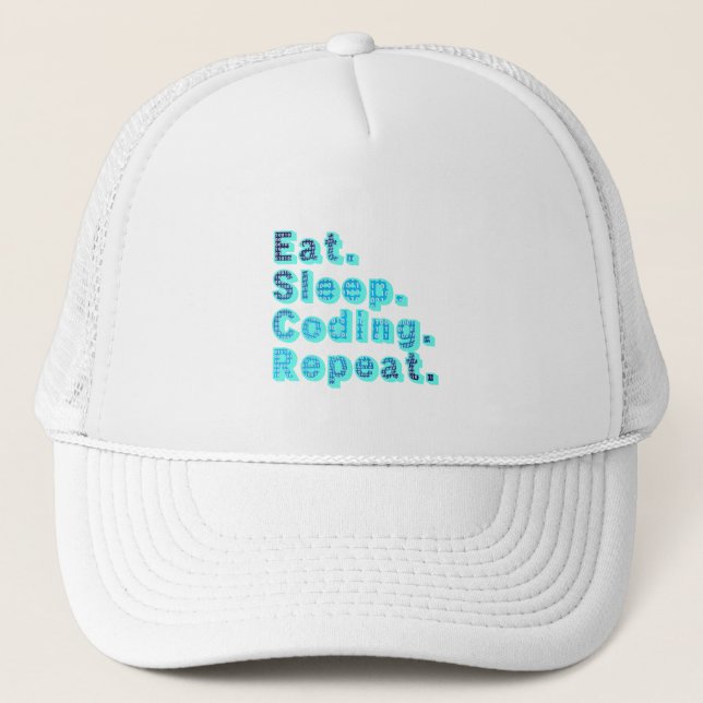 Ät Sova Kodning Upprepa - Rolig Tech Humor Keps (Framsida)