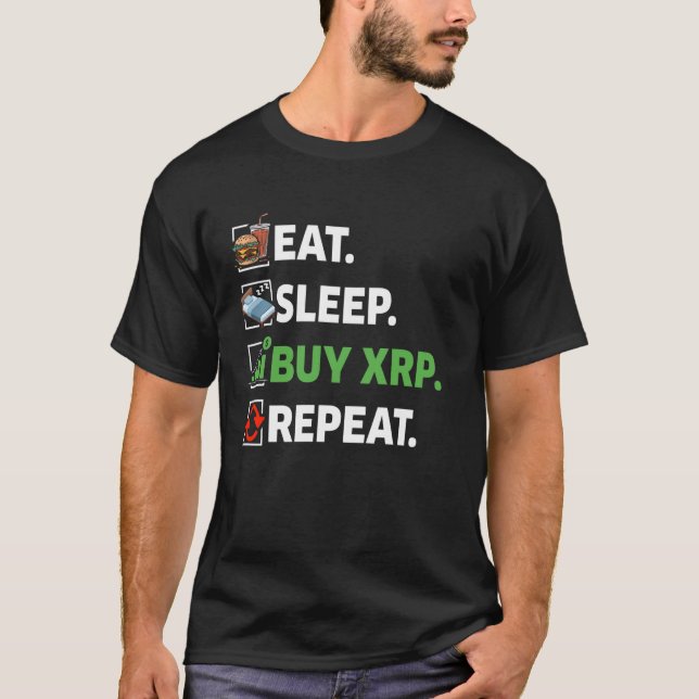 Ät Sova Köp XRP Upprepa Ripple Krypto Kryptovaluta T Shirt (Framsida)