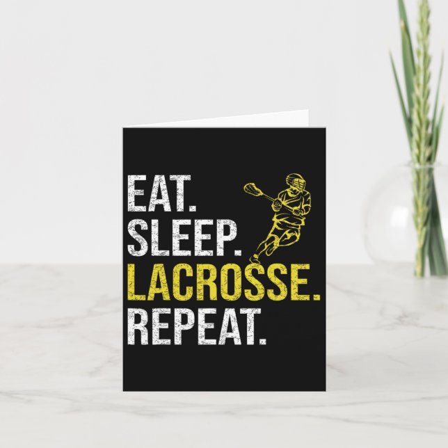 Ät Sova Lacrosse Upprepa Sport Team Gåvor Män Fa Kort (Framsida)