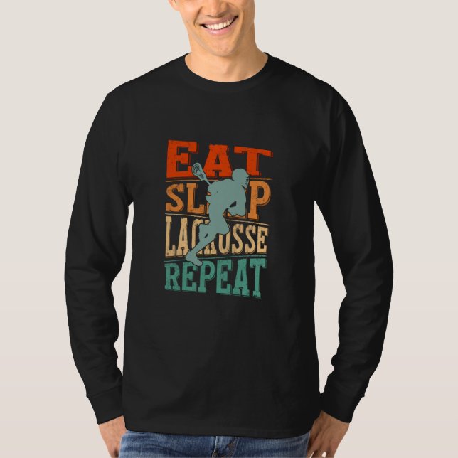 Ät Sova Lacrosse Upprepa T Shirt (Framsida)