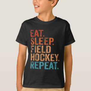 Ät Sova Landhockey Upprepa Roligt Vintage Retro T Shirt