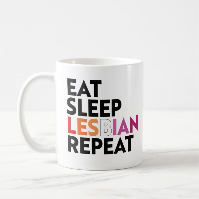 Ät Sova Lesbisk Upprepa Kaffemugg (Vänster)
