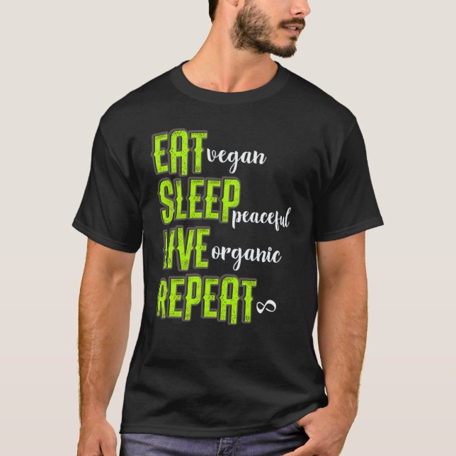 Ät Sova Lev Vegan Vegetarian T Shirt (Framsida)