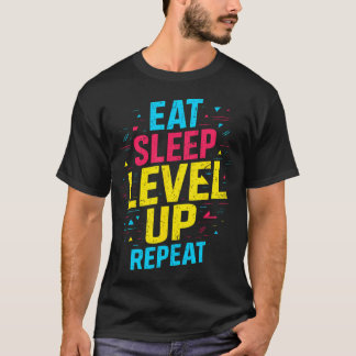 Ät Sova Level Up Upprepa Gamer Roligt Video Spel G T Shirt