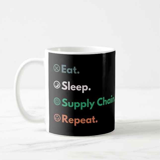 Ät Sova Leveranskedja Upprepa Logistikchef Kaffemugg (Vänster)