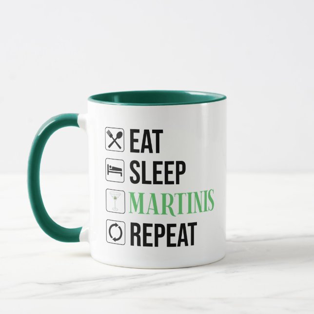 Ät. Sova. Martinis. Upprepa. Mugg (Vänster)