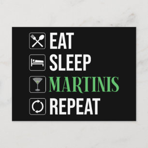 Ät. Sova. Martinis. Upprepa. Vykort