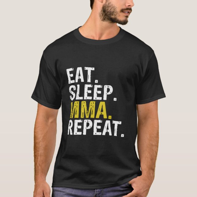 Ät Sova MMA Upprepa Blandad Mial T Shirt (Framsida)