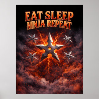 Ät Sova Ninja Upprepa Konst Poster