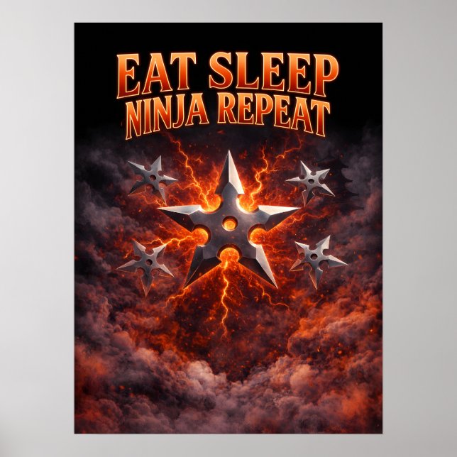 Ät Sova Ninja Upprepa Konst Poster (Framsidan)
