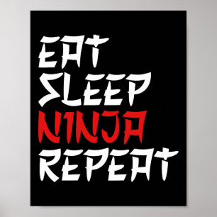 Ät Sova Ninja Upprepa Ninja Karate Ninja Poster