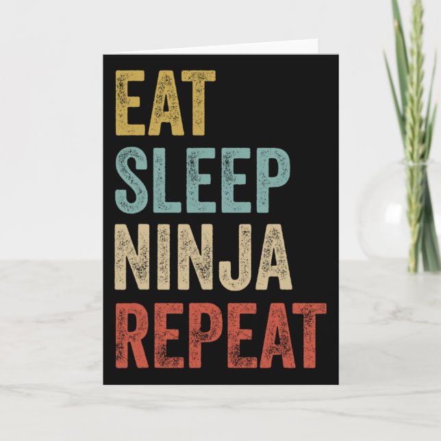 Ät Sova Ninja Upprepa Rolig Karate Dräkt Ninja 1 Kort (Framsida)