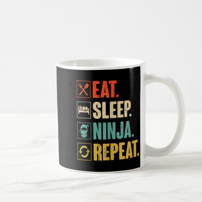Ät Sova Ninja Upprepa Rolig Martial Ninja Kaffemugg (Höger)