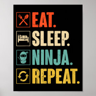 Ät Sova Ninja Upprepa Rolig Martial Ninja Poster