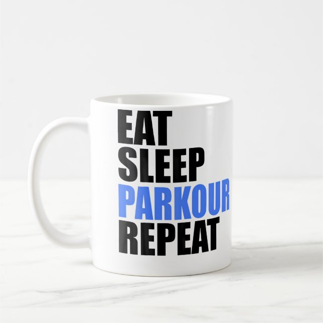 Ät Sova Parkour Upprepa Kaffemugg (Vänster)