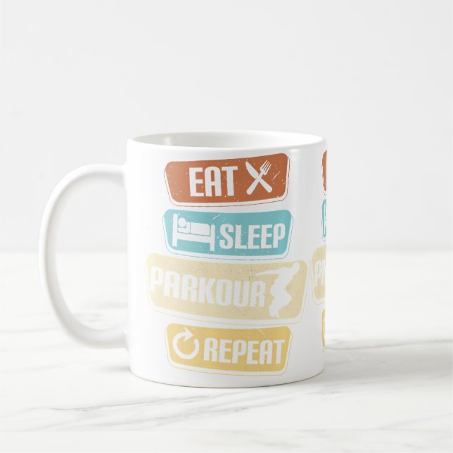 Ät Sova Parkour Upprepa Parkour Kaffemugg (Vänster)