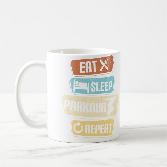 Ät Sova Parkour Upprepa Parkour Kaffemugg (Vänster)