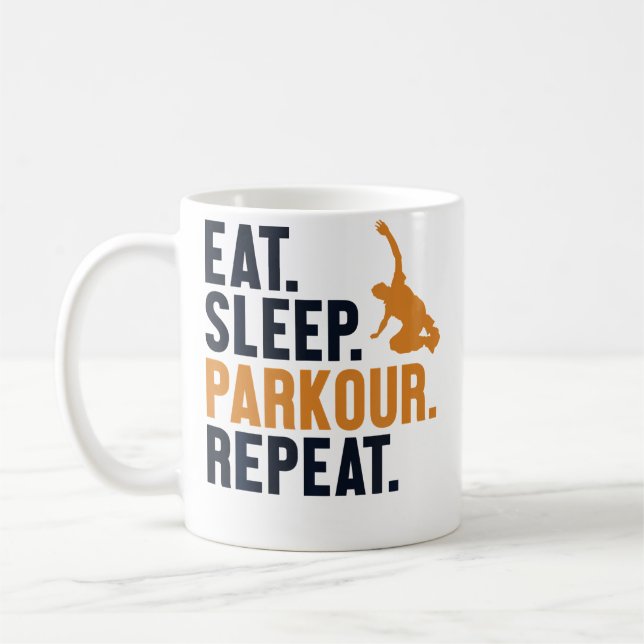 Ät Sova Parkour Upprepa Träningsvägg Löpning Trace Kaffemugg (Vänster)
