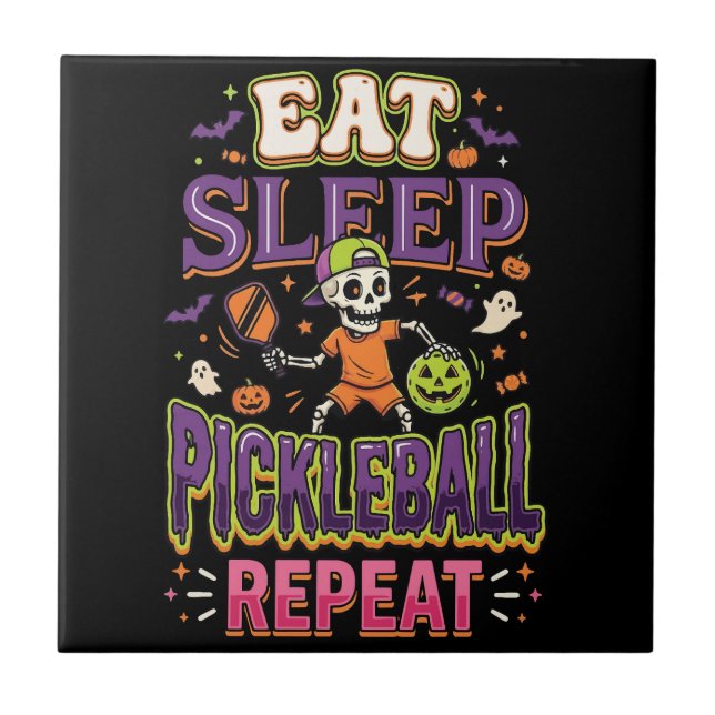 Ät Sova Pickleball Upprepa Pickleball Kakelplatta (Framsidan)