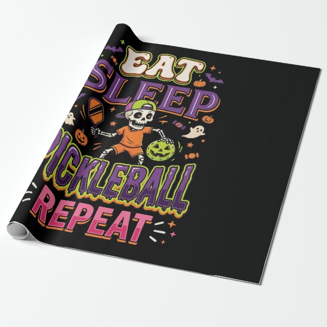 Ät Sova Pickleball Upprepa Pickleball Presentpapper (Utrullad)