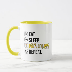 Ät. Sova. Pina Coladas. Upprepa. Mugg