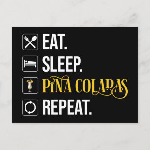 Ät. Sova. Pina Coladas. Upprepa. Vykort