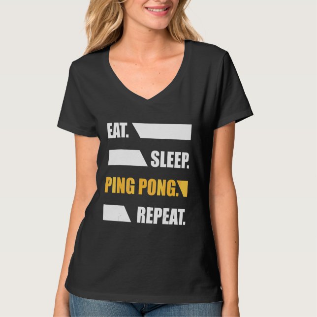 Ät Sova Ping Pong Upprepa   Paddle Sport T Shirt (Framsida)